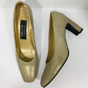 Vintage Stuart Weitzman Metallic Gold Heels, EUC